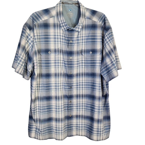 KUHL BORN IN THE MOUNTAINS PLAID BUTTON FRONT SHORT SLEEVE SHIRT - Picture 1 of 12